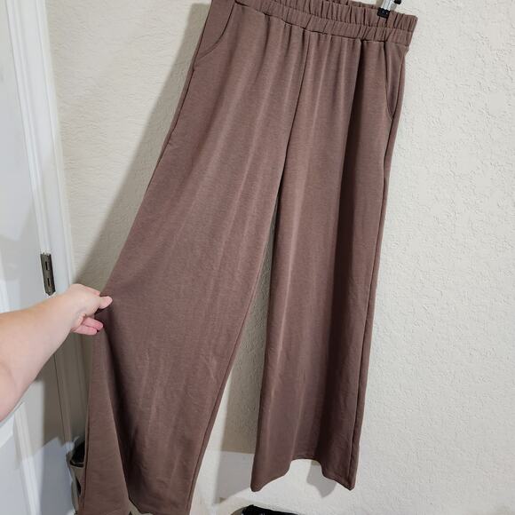 Sozy McKenna Brown Effortless and Chic Flowy Wide Leg Terry Pants Size M - Picture 3 of 8